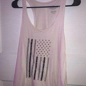 American Eagle Cream Flag Tank Top, Size Small
